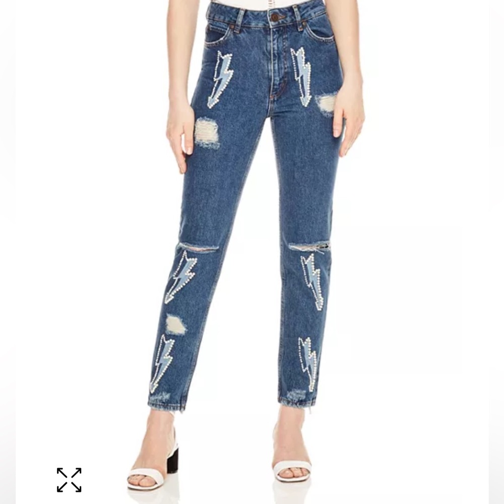 Sandro
Rebecca Lightning Bolt Graphic Jeans NWOT